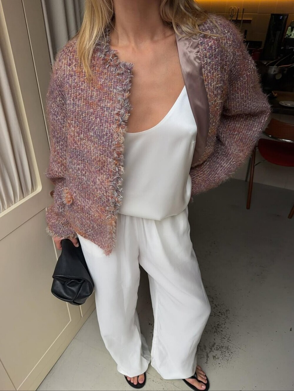 Soft Blended Pink-Mauve Knit Jacket - Women's Cozy Cardigan - Picture 8 of 11